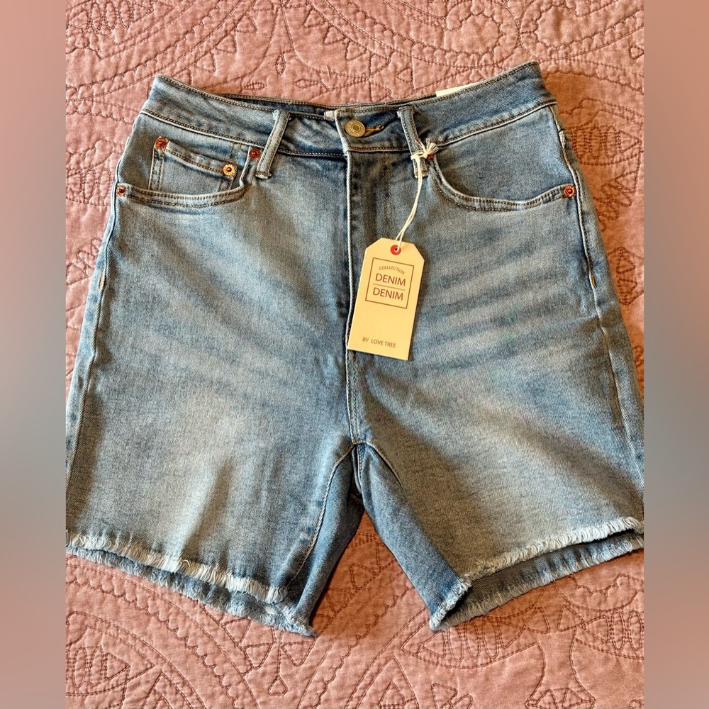 Love Tree Blue Jean Shorts Distressed Cut-Off Style